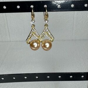 Gold and Pearl Drop Earrings